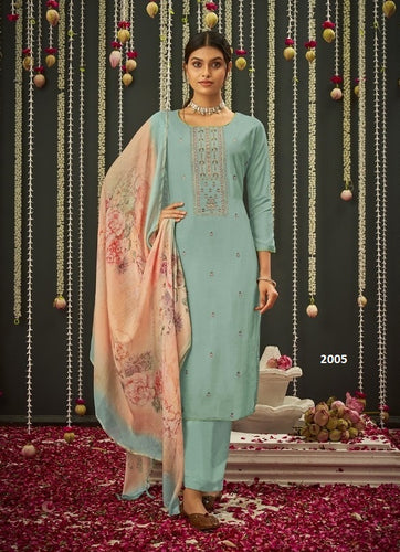 Aqua Georgette Indian women's salwar kameez with dupatta ready to wear