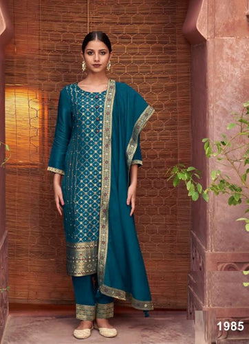 Aqua Georgette Indian women's salwar kameez with dupatta ready to wear