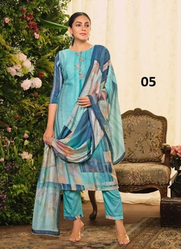 Aqua Georgette Indian women's salwar kameez with dupatta ready to wear
