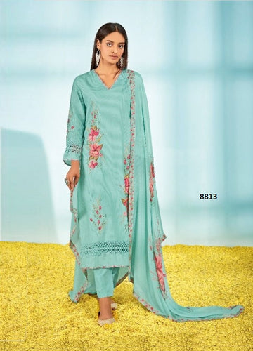 Aqua Georgette Indian women's salwar kameez with dupatta ready to wear