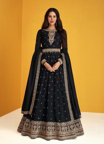 Black Georgette Indian women's salwar kameez with dupatta ready to wear