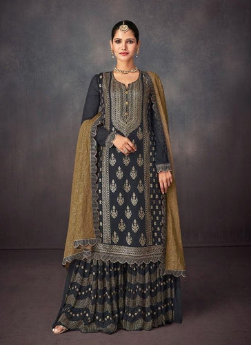 Black Georgette Indian women's salwar kameez with dupatta ready to wear