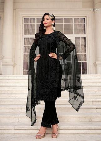 Black Georgette Indian women's salwar kameez with dupatta ready to wear
