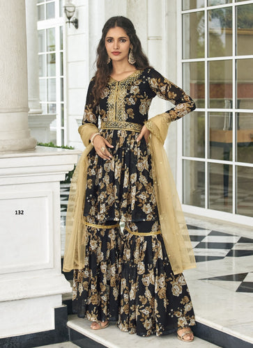 Black Georgette Indian women's salwar kameez with dupatta ready to wear
