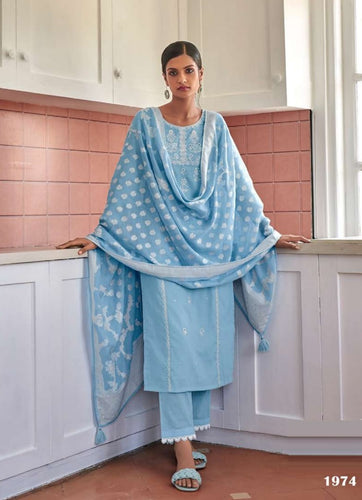 Aqua Georgette Indian women's salwar kameez with dupatta ready to wear