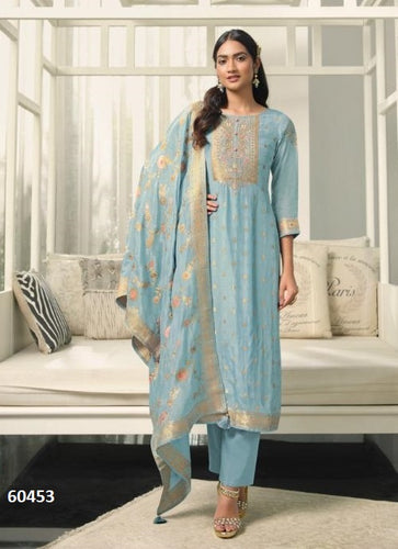 Aqua Georgette Indian women's salwar kameez with dupatta ready to wear
