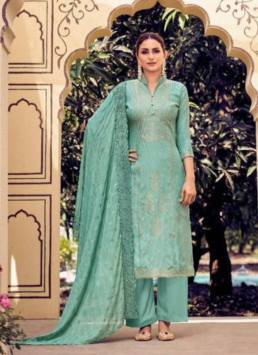 Aqua Georgette Indian women's salwar kameez with dupatta ready to wear