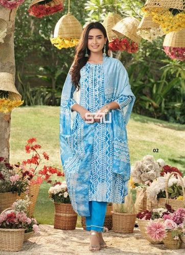 Aqua Georgette Indian women's salwar kameez with dupatta ready to wear