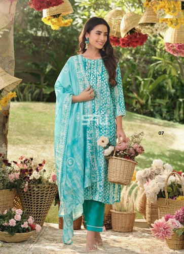 Aqua Georgette Indian women's salwar kameez with dupatta ready to wear