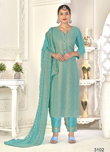 Aqua Georgette Indian women's salwar kameez with dupatta ready to wear