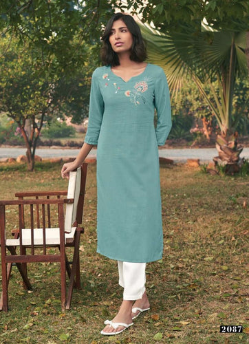 Aqua Georgette Indian Ethnic kurti with dupata