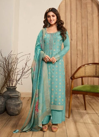 Aqua Georgette Indian women's salwar kameez with dupatta ready to wear