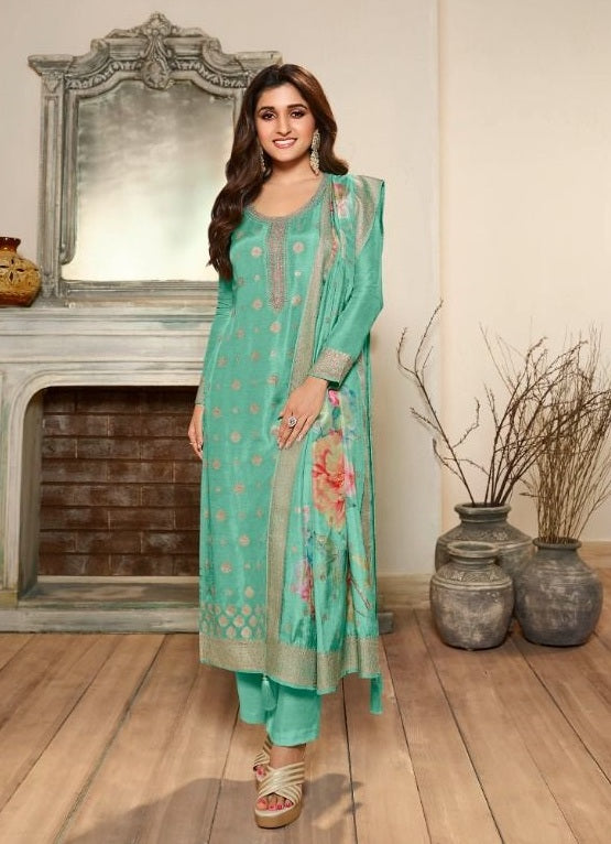 Aqua Georgette Indian women's salwar kameez with dupatta ready to wear