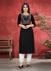 Black Georgette Indian Ethnic kurti with dupata