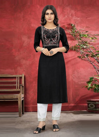Black Georgette Indian Ethnic kurti with dupata