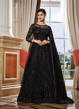Black Georgette Indian women's salwar kameez with dupatta ready to wear