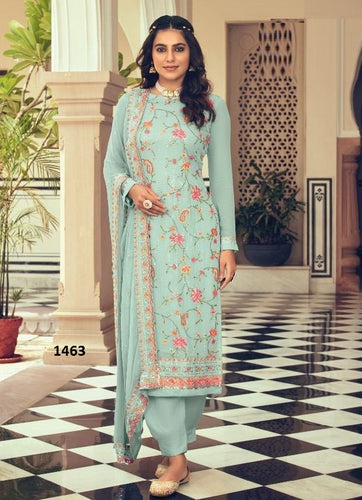 Aqua Georgette Indian women's salwar kameez with dupatta ready to wear