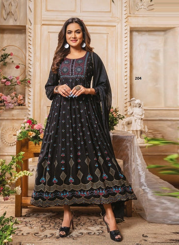 Black Georgette Indian Ethnic kurti with dupata