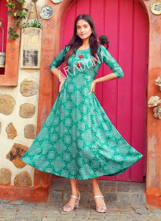 Aqua Georgette Indian Ethnic kurti with dupata