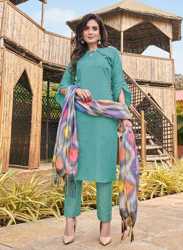 Aqua Georgette Indian women's salwar kameez with dupatta ready to wear