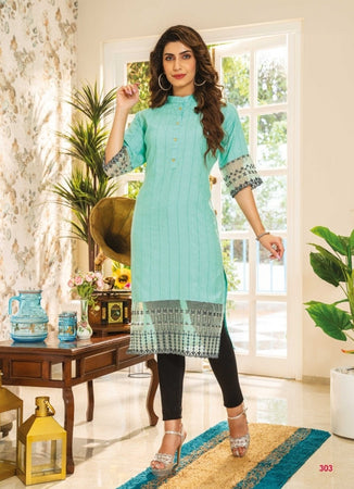 Aqua Georgette Indian Ethnic kurti with dupata
