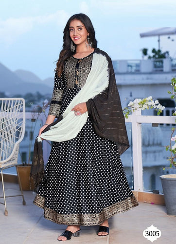 Black Georgette Indian Ethnic kurti with dupata