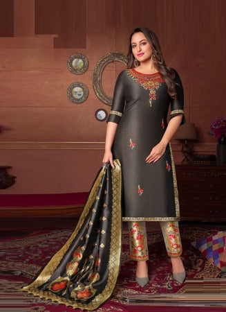 Black Georgette Indian women's salwar kameez with dupatta ready to wear