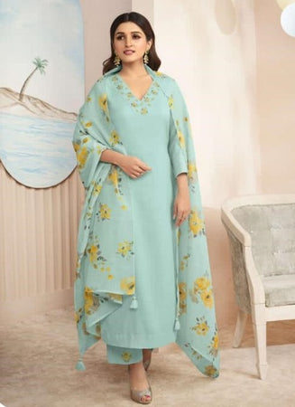 Aqua Georgette Indian women's salwar kameez with dupatta ready to wear