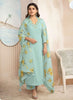 Aqua Georgette Indian women's salwar kameez with dupatta ready to wear