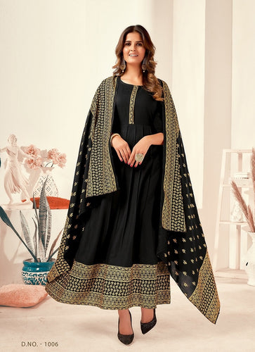 Black Georgette Indian Ethnic kurti with dupata