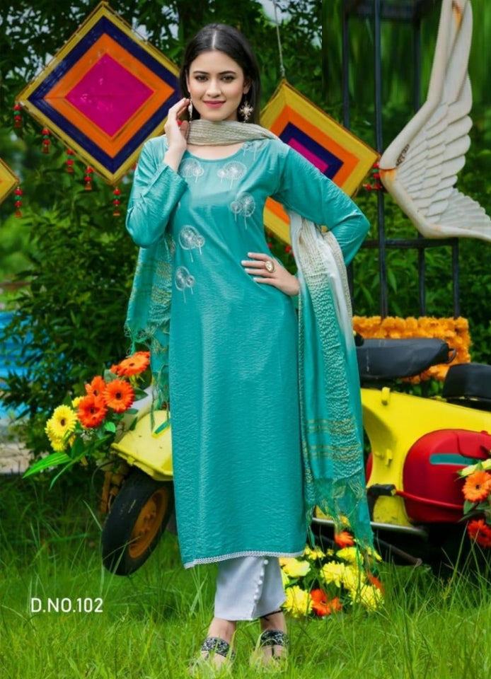 Aqua Georgette Indian women's salwar kameez with dupatta ready to wear