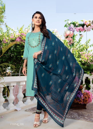 Aqua Georgette Indian women's salwar kameez with dupatta ready to wear