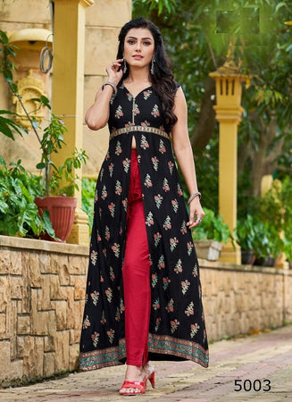 Black Georgette Indian Ethnic kurti with dupata
