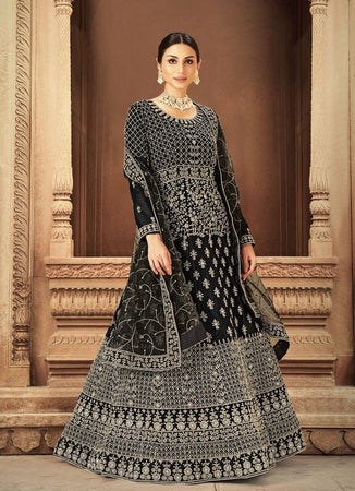 Black Georgette Indian women's salwar kameez with dupatta ready to wear