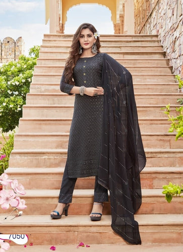 Black Georgette Indian women's salwar kameez with dupatta ready to wear