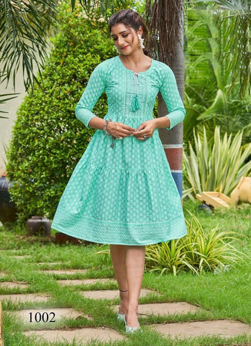Aqua Georgette Indian Ethnic kurti with dupata