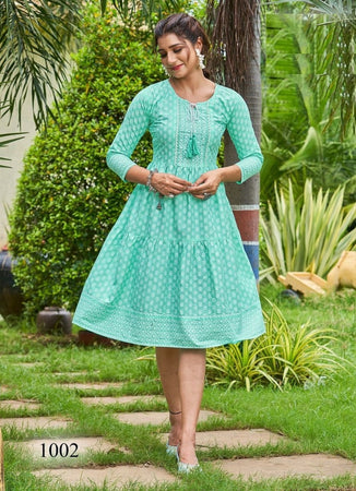 Aqua Georgette Indian Ethnic kurti with dupata