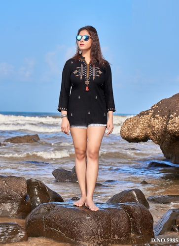 Black Georgette Indian Ethnic kurti with dupata