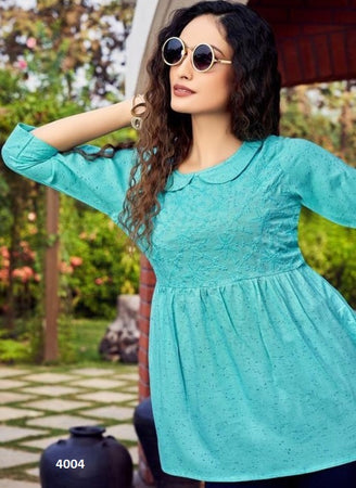 Aqua Georgette Indian Ethnic kurti with dupata