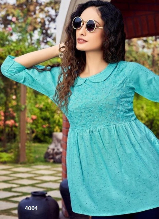 Aqua Georgette Indian Ethnic kurti with dupata