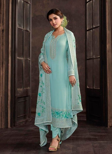 Aqua Georgette Indian women's salwar kameez with dupatta ready to wear