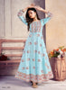 Aqua Georgette Indian Ethnic kurti with dupata