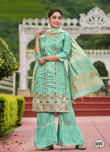 Aqua Georgette Indian women's salwar kameez with dupatta ready to wear