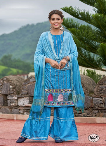 Aqua Georgette Indian women's salwar kameez with dupatta ready to wear