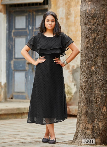 Black Georgette Indian Ethnic kurti with dupata