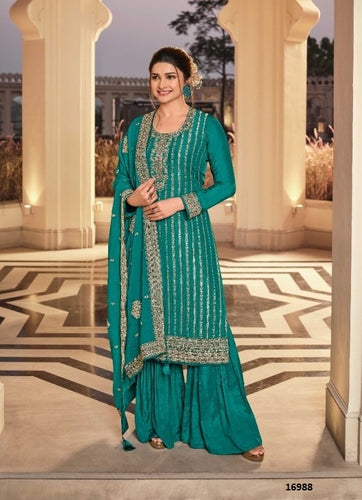 Aqua Georgette Indian women's salwar kameez with dupatta ready to wear