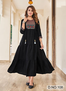 Black Georgette Indian Ethnic kurti with dupata