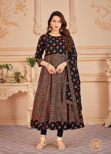 Black Georgette Indian Ethnic kurti with dupata