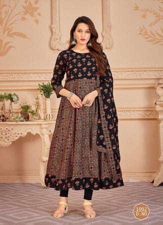Black Georgette Indian Ethnic kurti with dupata