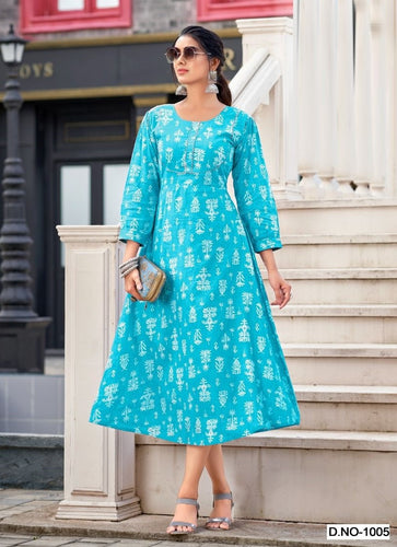 Aqua Georgette Indian Ethnic kurti with dupata